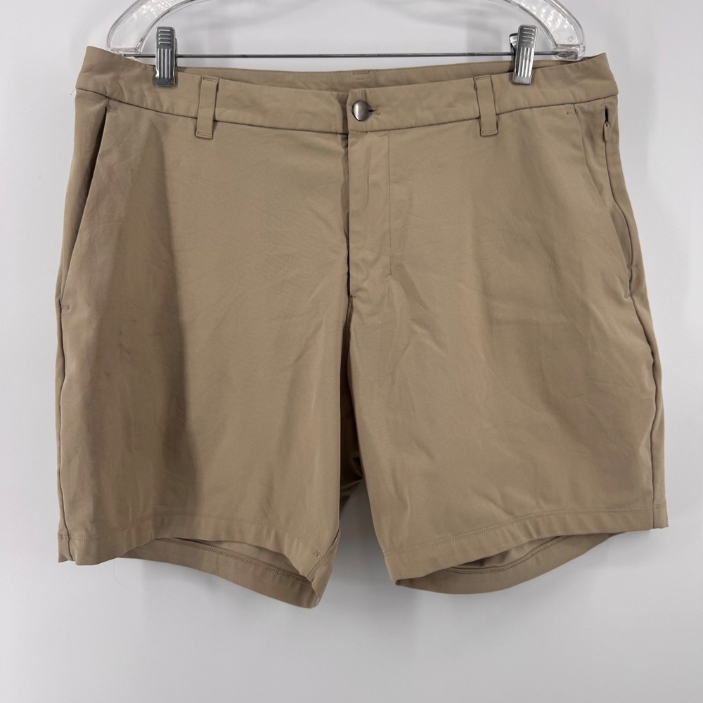 Lululemon Commission Short Men 36 Khaki Tan 7" Warpstreme Technical Stretch 9842
